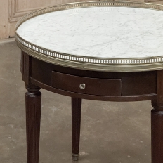 19th Century French Louis XVI Mahogany Marble Top Bouillotte Table