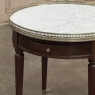 19th Century French Louis XVI Mahogany Marble Top Bouillotte Table