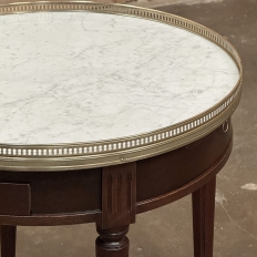 19th Century French Louis XVI Mahogany Marble Top Bouillotte Table