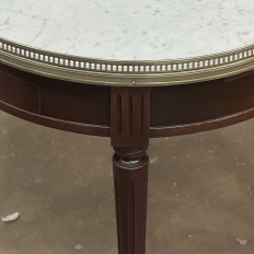 19th Century French Louis XVI Mahogany Marble Top Bouillotte Table