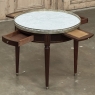 19th Century French Louis XVI Mahogany Marble Top Bouillotte Table