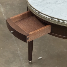 19th Century French Louis XVI Mahogany Marble Top Bouillotte Table