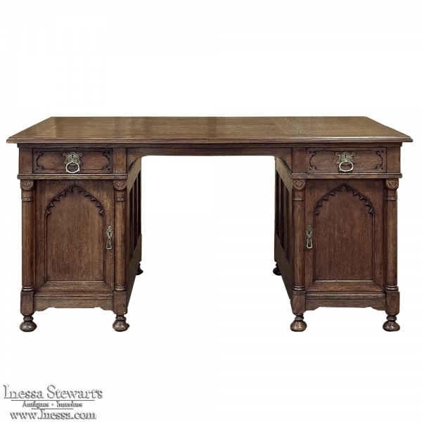 Mid-Century Neogothic Executive Desk by Jansen & Sons of Amsterdam