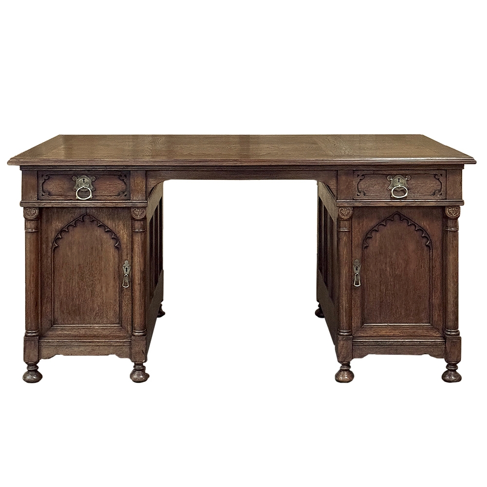 Mid-Century Neogothic Executive Desk by Jansen & Sons of Amsterdam