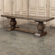 Antique Rustic European Double Pedestal Trestle Dining Table