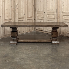 Antique Rustic European Double Pedestal Trestle Dining Table