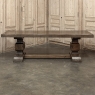 Antique Rustic European Double Pedestal Trestle Dining Table