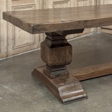 Antique Rustic European Double Pedestal Trestle Dining Table