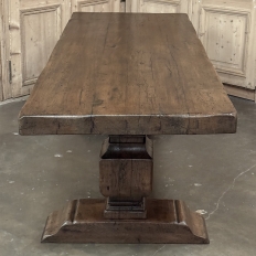 Antique Rustic European Double Pedestal Trestle Dining Table