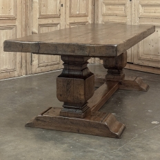 Antique Rustic European Double Pedestal Trestle Dining Table