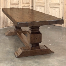 Antique Rustic European Double Pedestal Trestle Dining Table