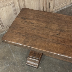 Antique Rustic European Double Pedestal Trestle Dining Table