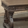 Antique Italian Renaissance Executive Desk with Faux Leather
