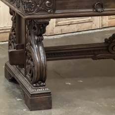 Antique Italian Renaissance Executive Desk with Faux Leather