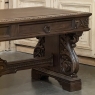 Antique Italian Renaissance Executive Desk with Faux Leather