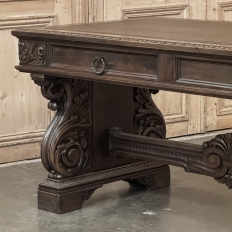 Antique Italian Renaissance Executive Desk with Faux Leather