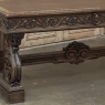 Antique Italian Renaissance Executive Desk with Faux Leather