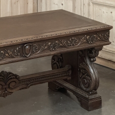 Antique Italian Renaissance Executive Desk with Faux Leather