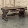 Antique Italian Renaissance Executive Desk with Faux Leather