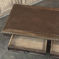 Antique Italian Renaissance Executive Desk with Faux Leather