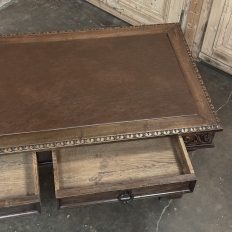 Antique Italian Renaissance Executive Desk with Faux Leather