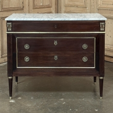 Antique French Louis XVI Mahogany Commode with Carrara Marble