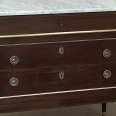 Antique French Louis XVI Mahogany Commode with Carrara Marble
