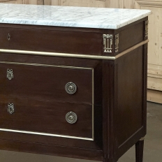 Antique French Louis XVI Mahogany Commode with Carrara Marble