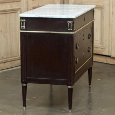 Antique French Louis XVI Mahogany Commode with Carrara Marble