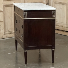 Antique French Louis XVI Mahogany Commode with Carrara Marble