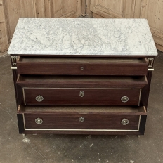 Antique French Louis XVI Mahogany Commode with Carrara Marble
