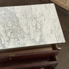 Antique French Louis XVI Mahogany Commode with Carrara Marble