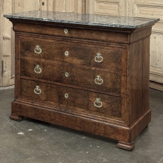 19th Century French Louis Philippe Walnut Marble Top Commode