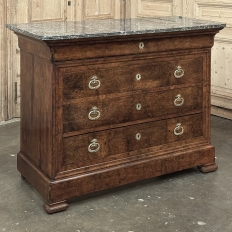 19th Century French Louis Philippe Walnut Marble Top Commode