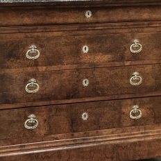 19th Century French Louis Philippe Walnut Marble Top Commode