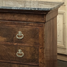 19th Century French Louis Philippe Walnut Marble Top Commode