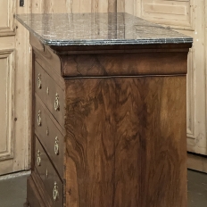 19th Century French Louis Philippe Walnut Marble Top Commode