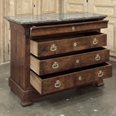 19th Century French Louis Philippe Walnut Marble Top Commode