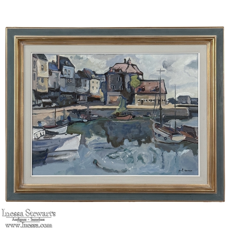 Framed Oil Painting on Canvas ~ Port de Plaisance by Pol Renar