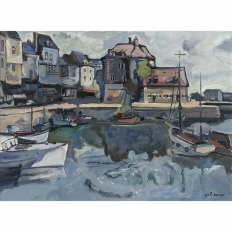 Framed Oil Painting on Canvas ~ Port de Plaisance by Pol Renar