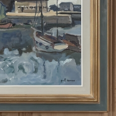 Framed Oil Painting on Canvas ~ Port de Plaisance by Pol Renar