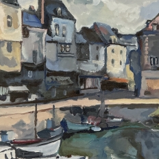 Framed Oil Painting on Canvas ~ Port de Plaisance by Pol Renar
