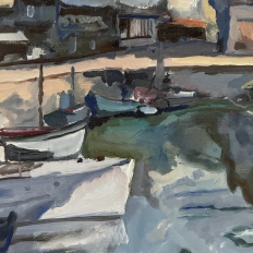 Framed Oil Painting on Canvas ~ Port de Plaisance by Pol Renar