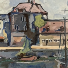 Framed Oil Painting on Canvas ~ Port de Plaisance by Pol Renar