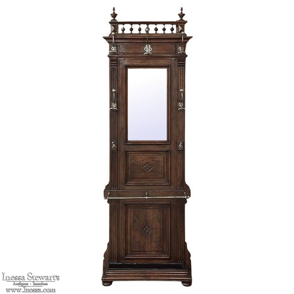 19th Century French Neoclassical Walnut Hall Tree