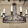 Mid Century Neoclassical Wrought Iron 12-Light Chandelier