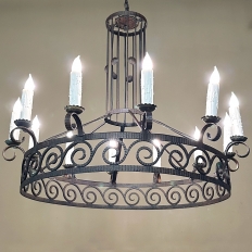 Mid Century Neoclassical Wrought Iron 12-Light Chandelier