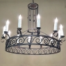 Mid Century Neoclassical Wrought Iron 12-Light Chandelier