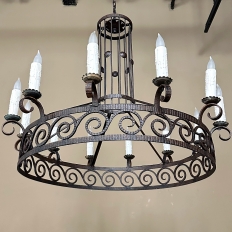 Mid Century Neoclassical Wrought Iron 12-Light Chandelier