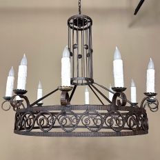 Mid Century Neoclassical Wrought Iron 12-Light Chandelier